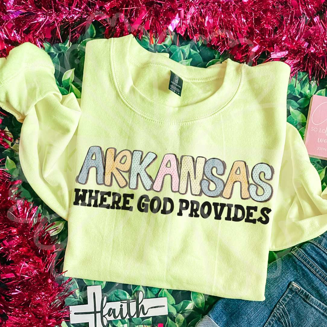 Arkansas where god provides (Vehement) DTF Transfer