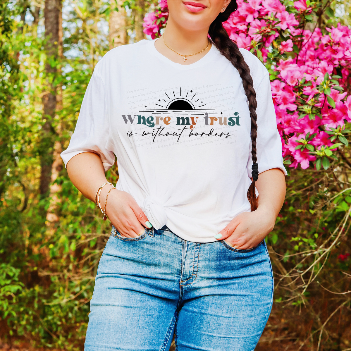 Where My Trust Is Without Borders Sunset 76568 DTF Transfer