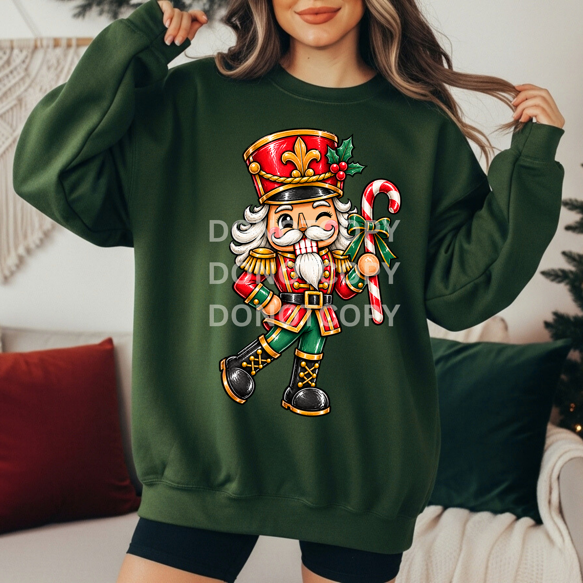 Winking Nutcracker holding candy cane (CSG) DTF Transfer