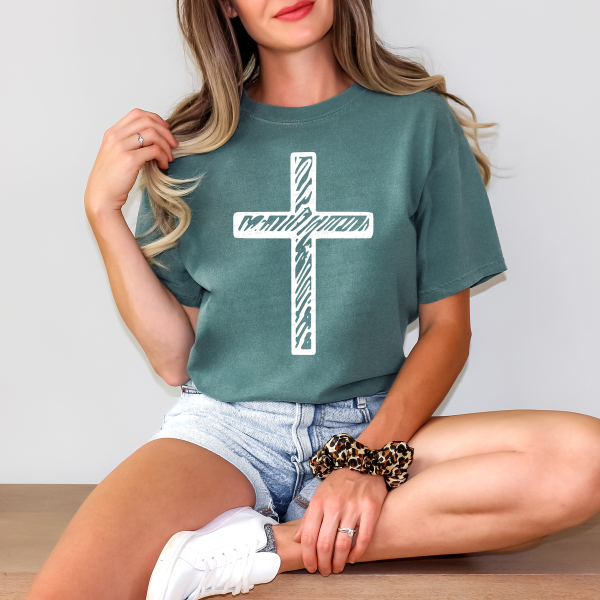 White Cross Shaded 108951 DTF transfer