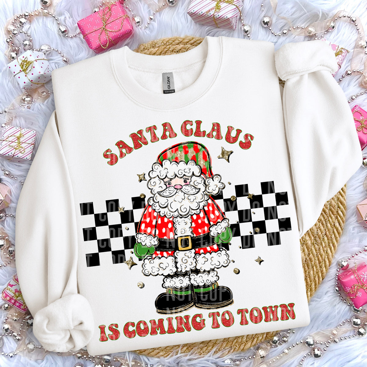 Santa Claus Is Coming To Town Light Santa 69241 DTF transfer
