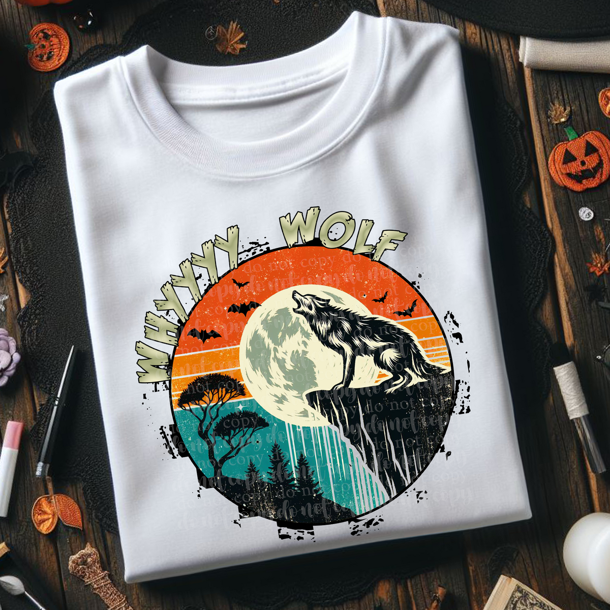 Whyyyy wolf circle DTF transfer