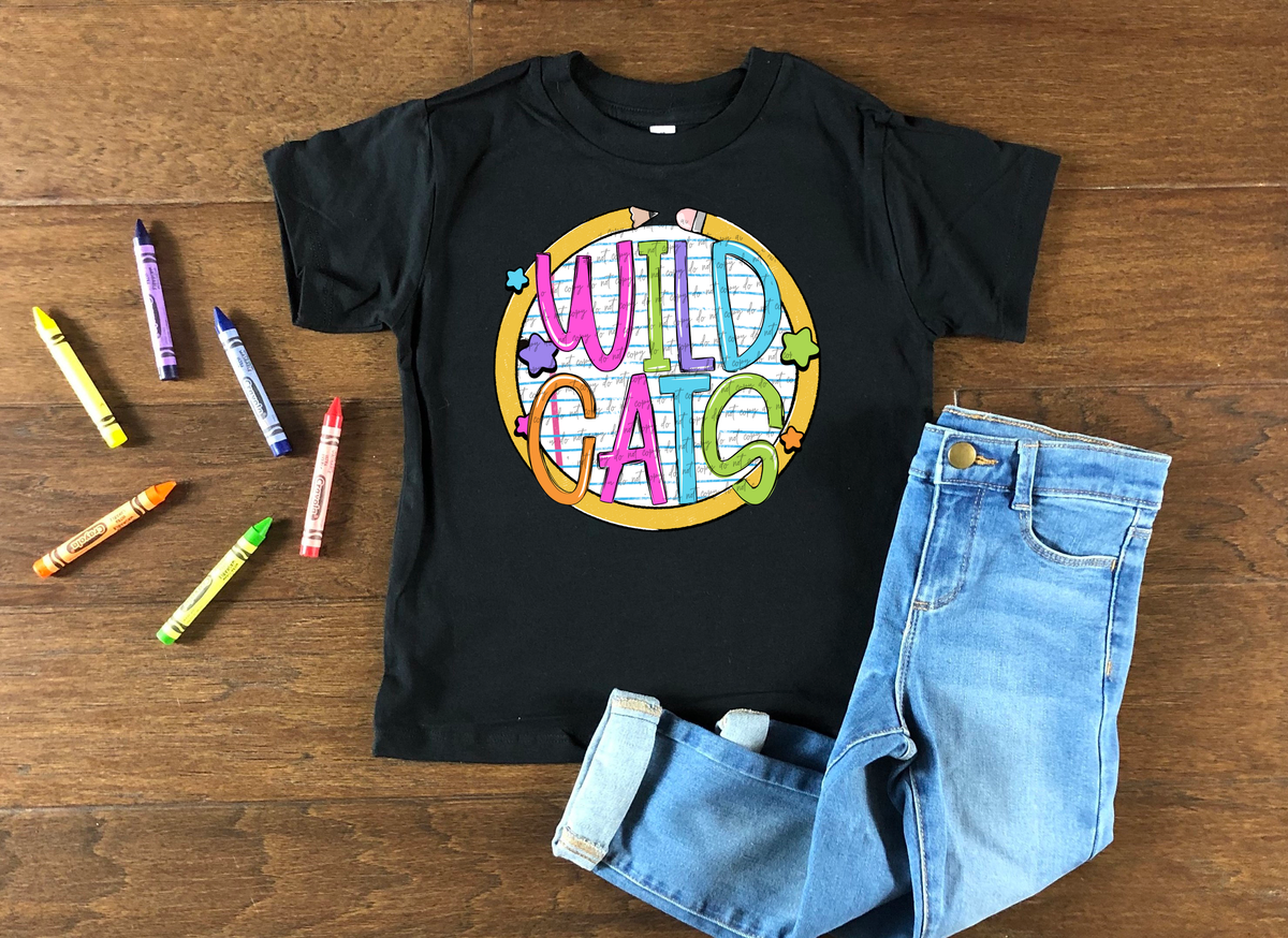 Wildcats Round Pencil Mascot 46061 DTF transfer