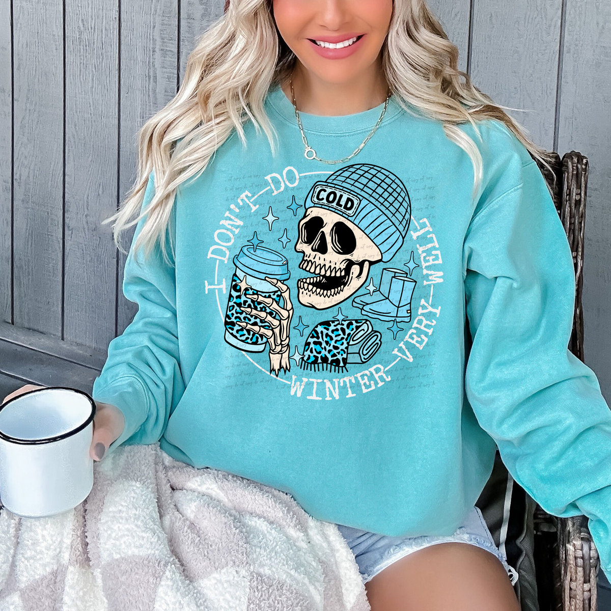 I Don't Do Winter Very Well Skellie Blue - White Font 81762 DTF Transfer