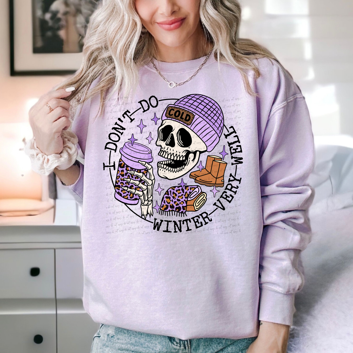 I Don't Do Winter Very Well Skellie Purple Brown Boots - Black Font 81765 DTF Transfer