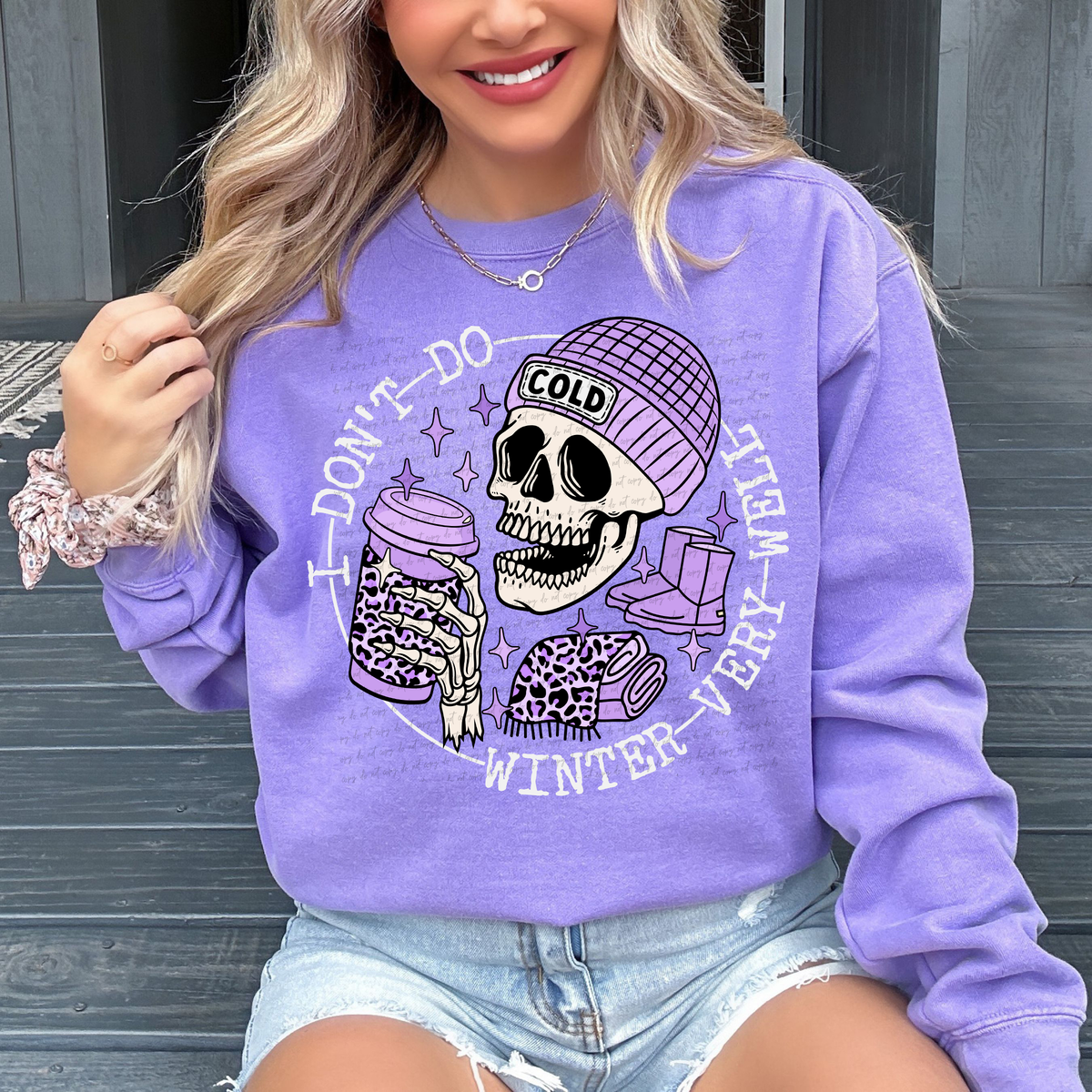 I Don't Do Winter Very Well Skellie Purple - White Font 81766 DTF Transfer