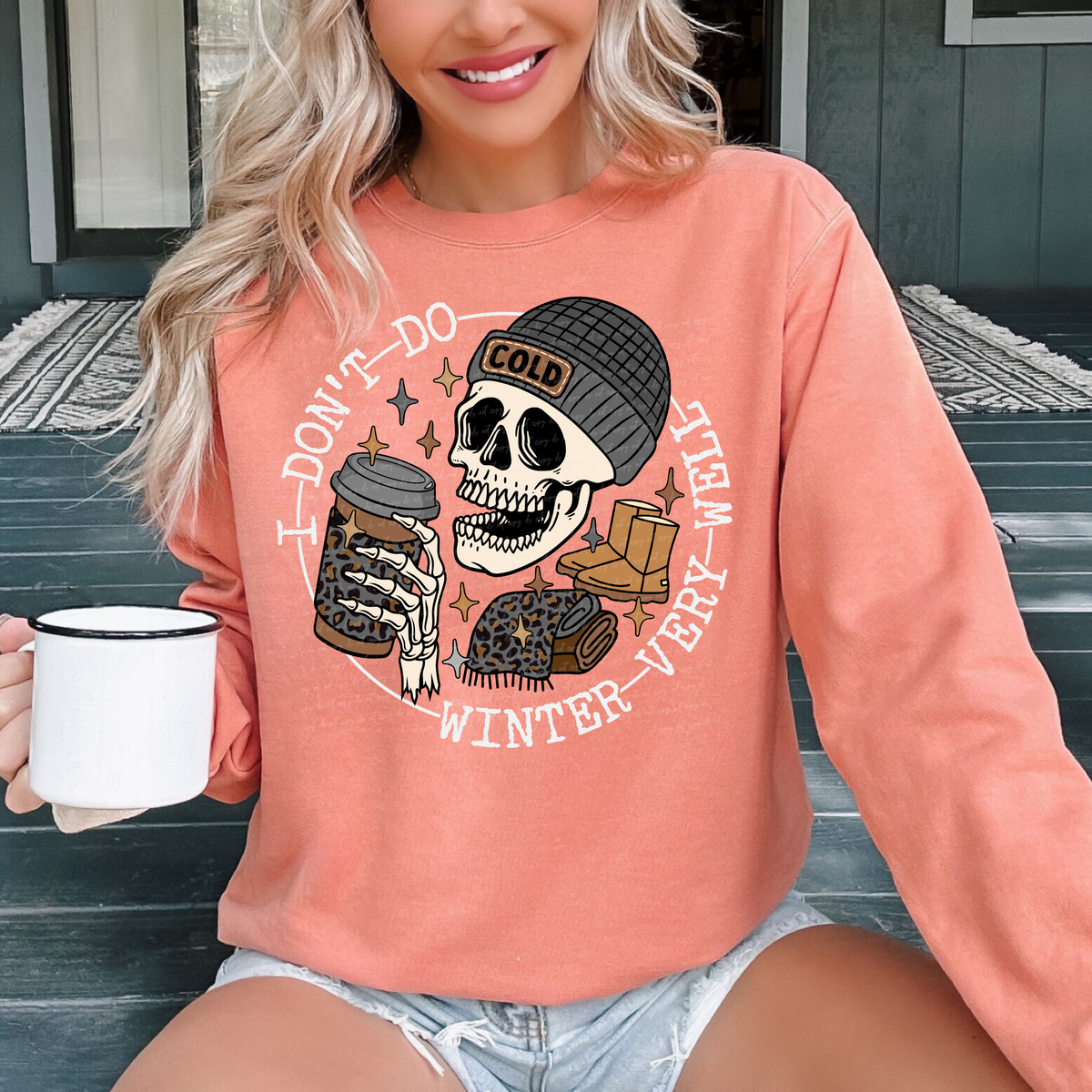 I Don't Do Winter Very Well Skellie Grey Brown Boots - White Font 81768 DTF Transfer