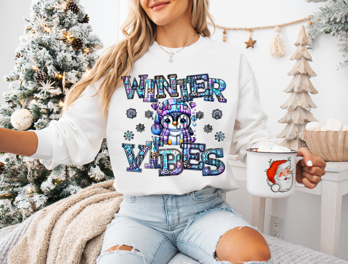 Winter Vibes Penguin With Scarp 71497 DTF transfer