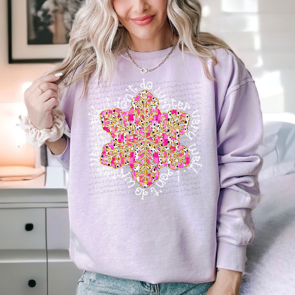 I Don't Do Winter Very Well Snowflake Pink - White Font 81772 DTF Transfer