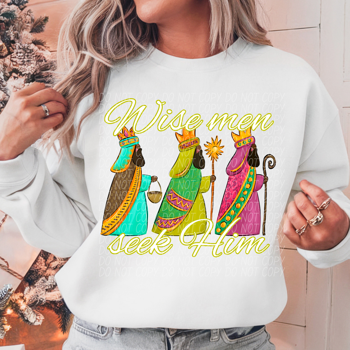 Wise Men Seek Him Three Kings White 66799 DTF transfer