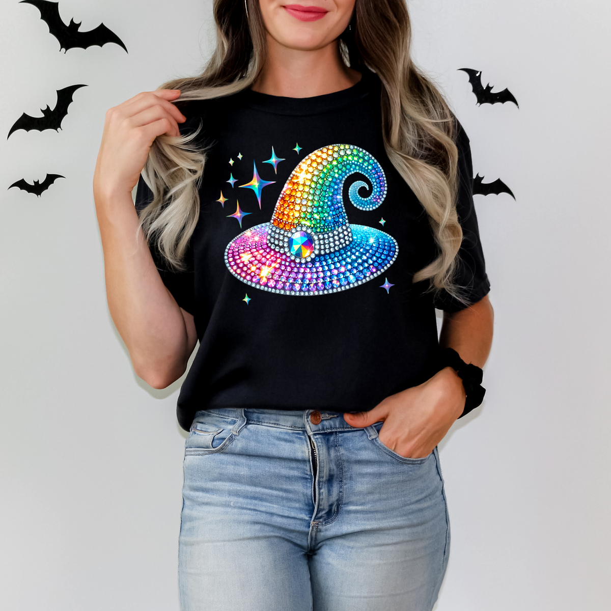 Witch Hat Colorful Rhinestone 108796 DTF transfer