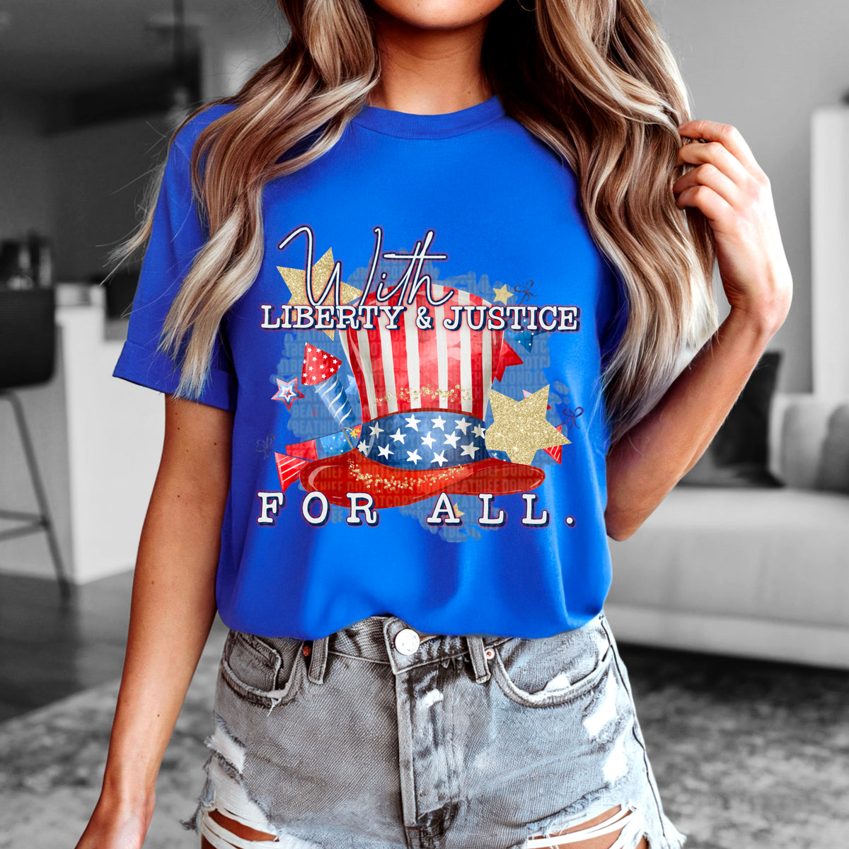 With liberty and justice for all hat 104271 DTF transfer