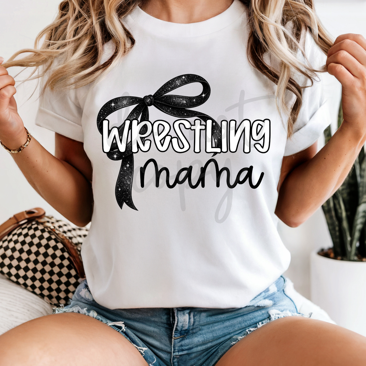 Wrestling mama with BLACK bow (Parker) DTF Transfer