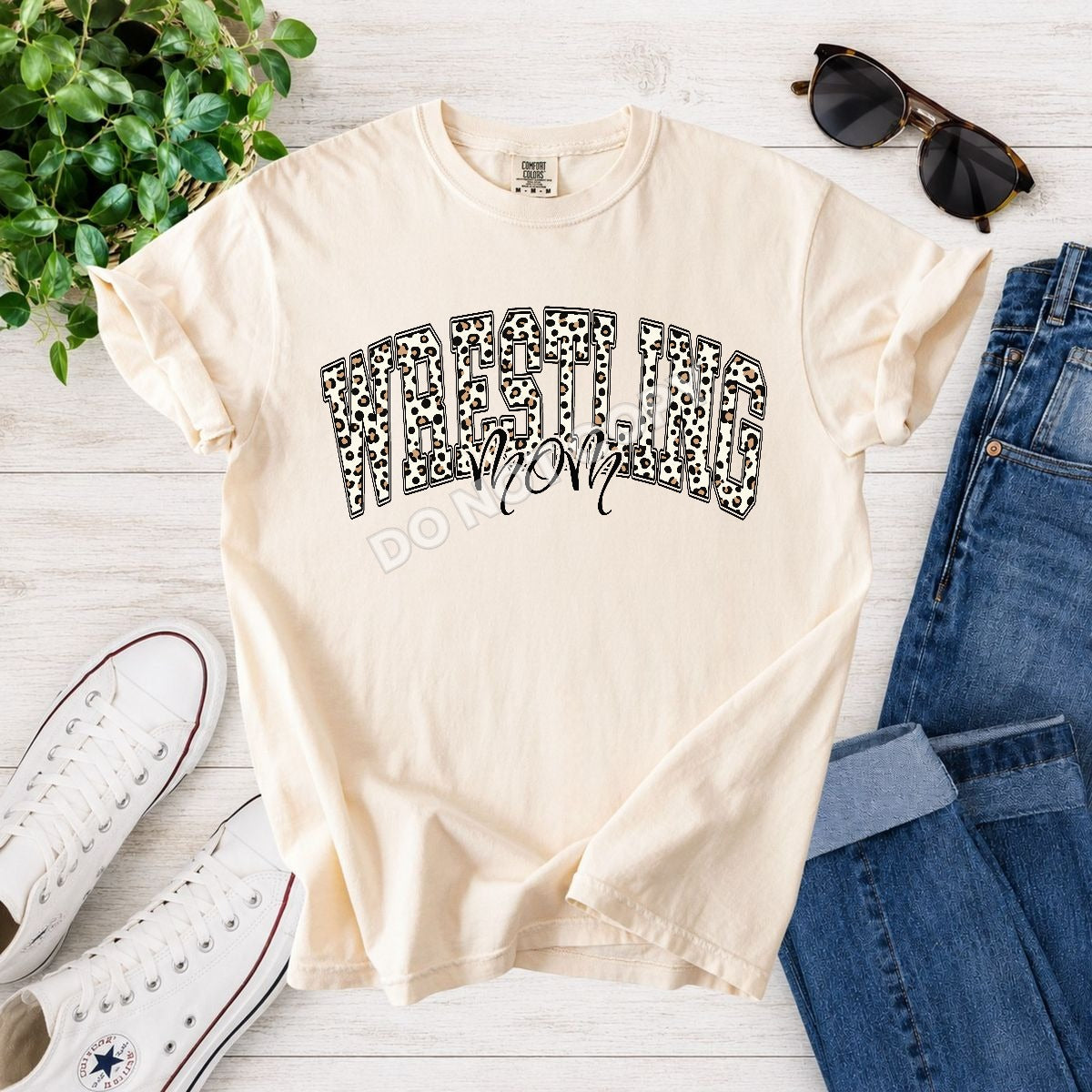 Wrestling mom white leopard filled arched (Parker) DTF Transfer