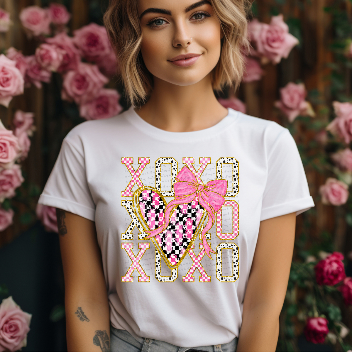 Xoxo Heart Gold Multi 81671 DTF Transfer