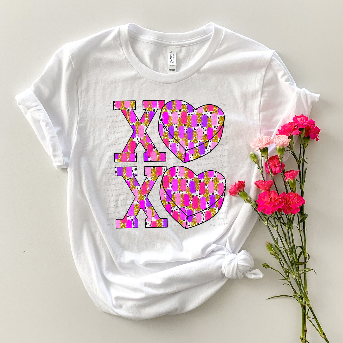 Xoxo Pink Dark Purple Gold Brushstroke Heart 81674 DTF Transfer