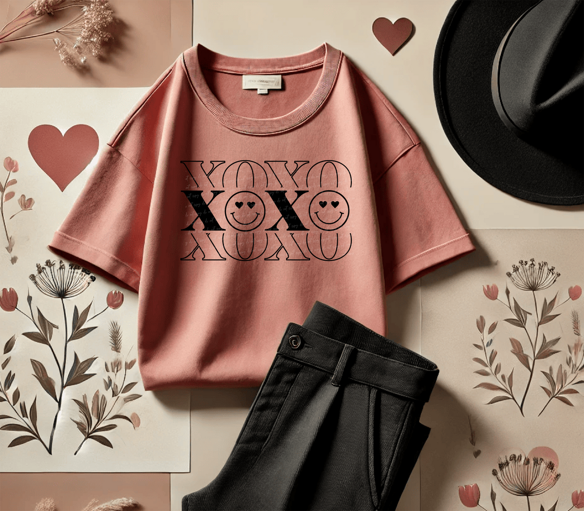 Xoxo Smiley Black 76426 DTF Transfer