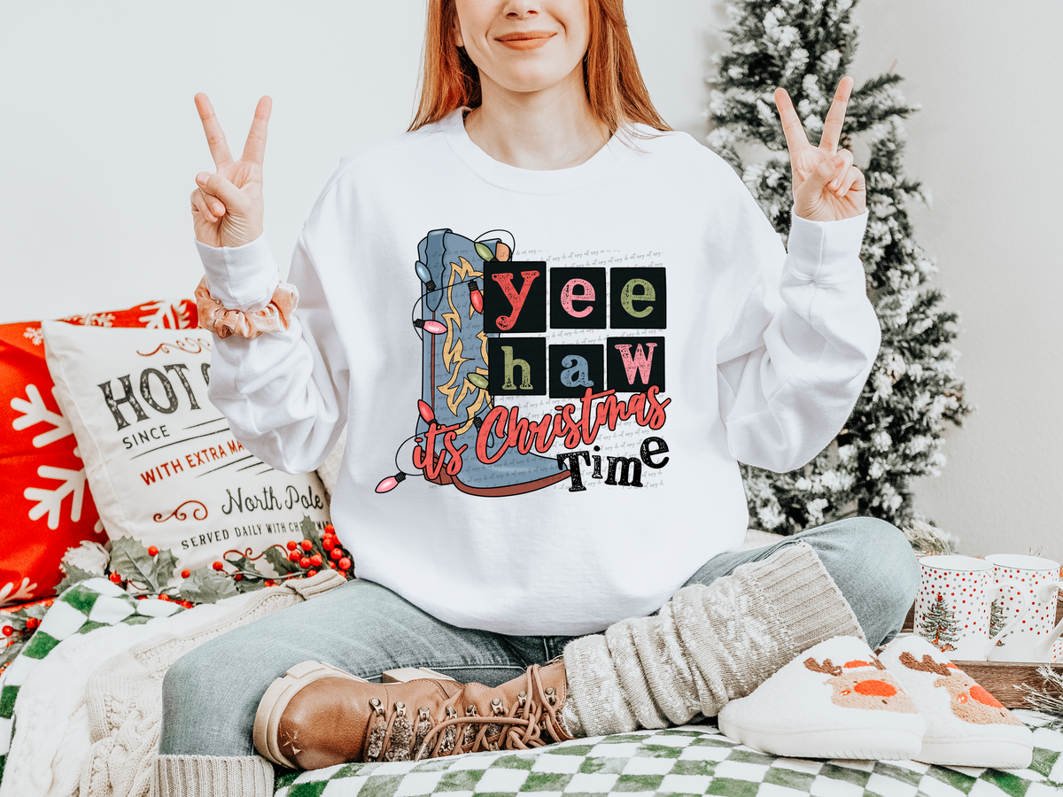 Yee Haw Christmas Time Blue Boots 69467 DTF transfer