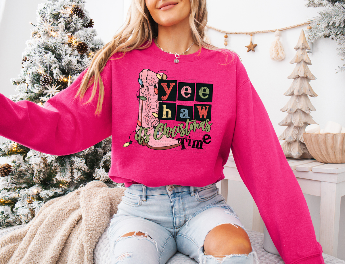 Yee Haw Christmas Time Pink Boots 69468 DTF transfer