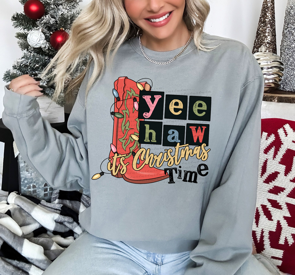 Yee Haw Christmas Time Red Boots 69469 DTF transfer