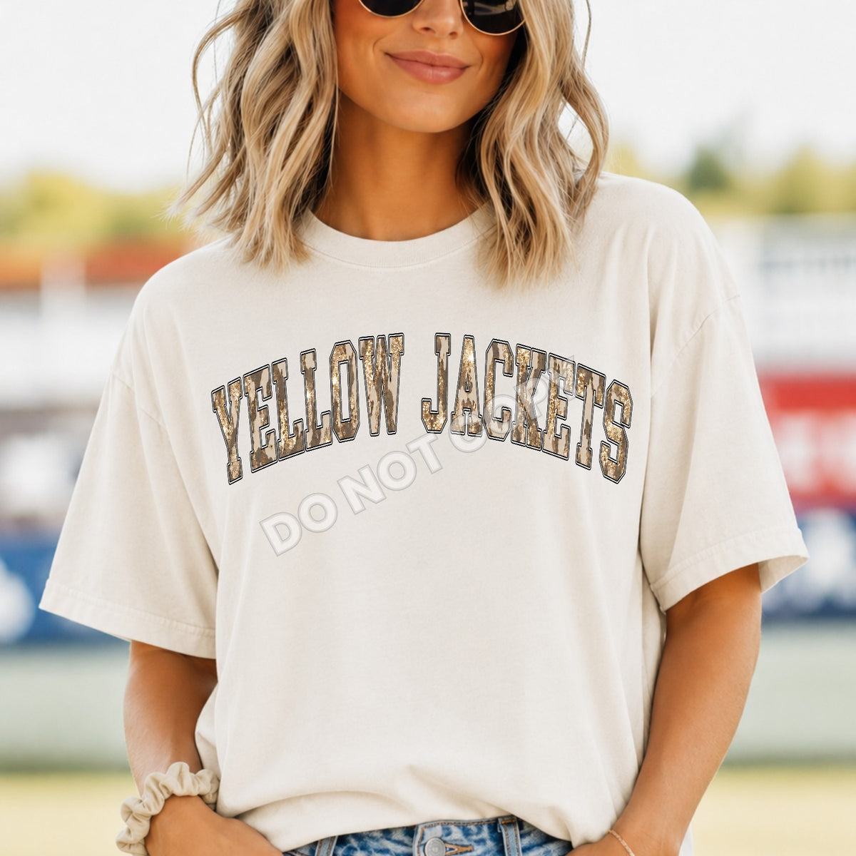 Yellow Jackets leopard and gold arched (Parker) DTF transfer