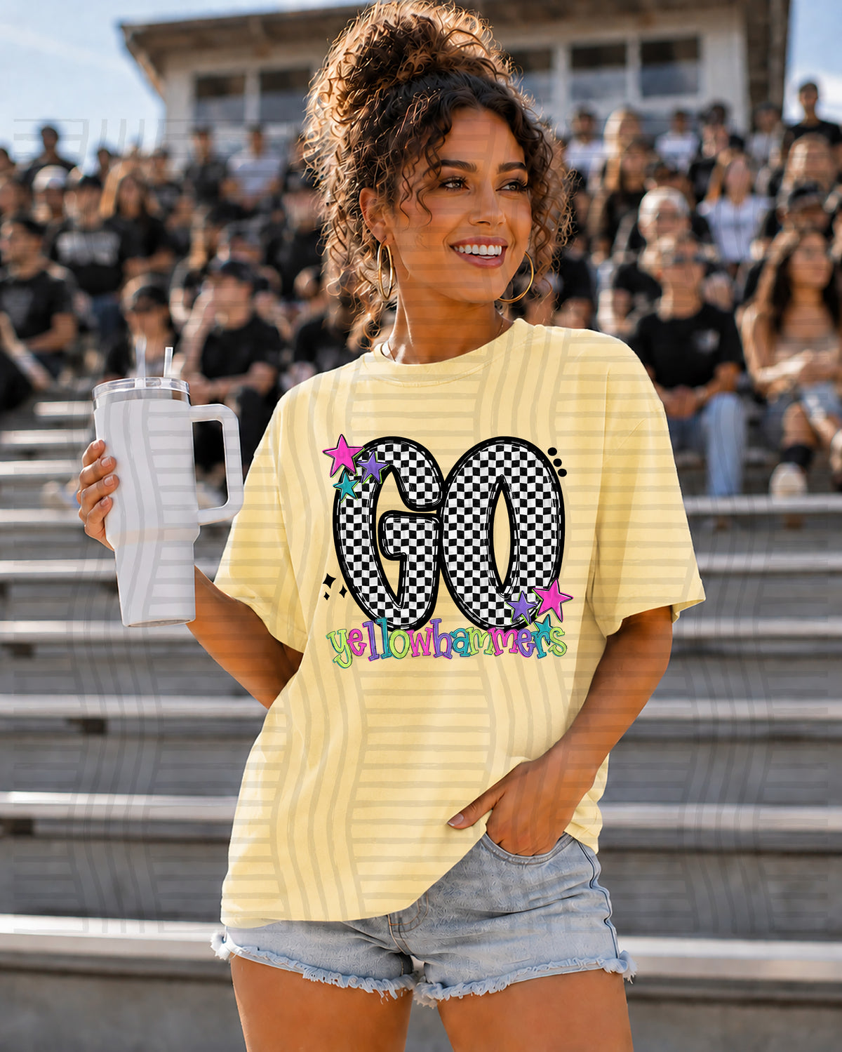 Yellow Hammers Go Checker Neon (Caplinger) DTF Transfer