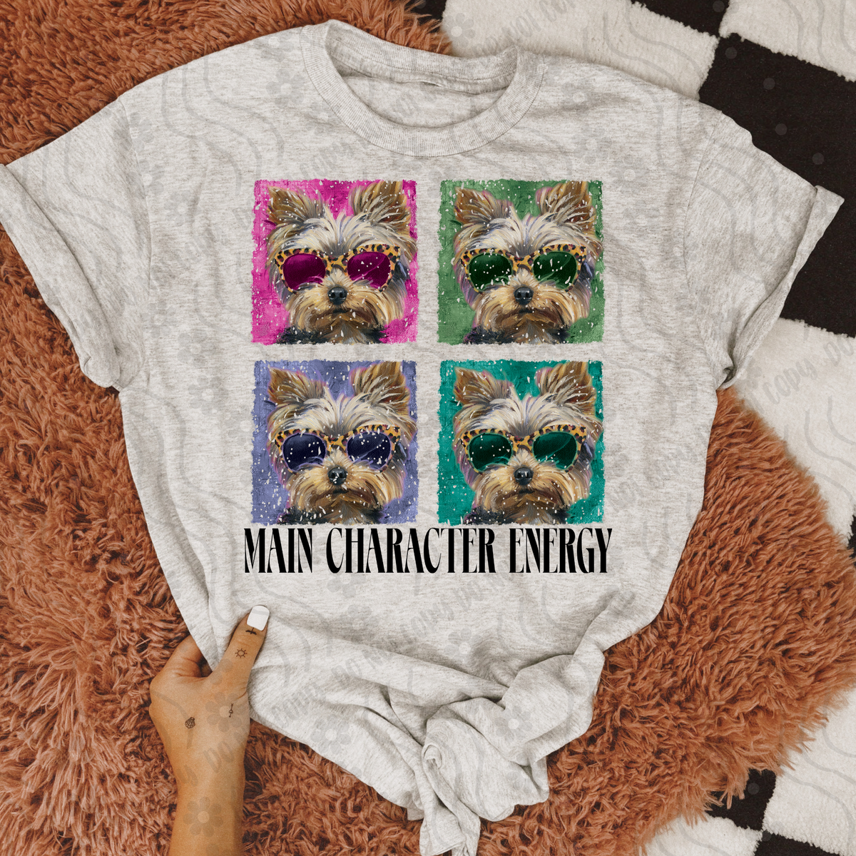 Yorkie Retro Vibe Main Character Energy 108343 DTF transfer