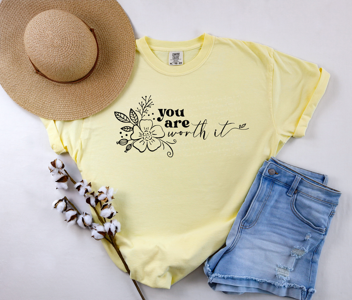 You Are Worth It Flowers 76571 DTF Transfer