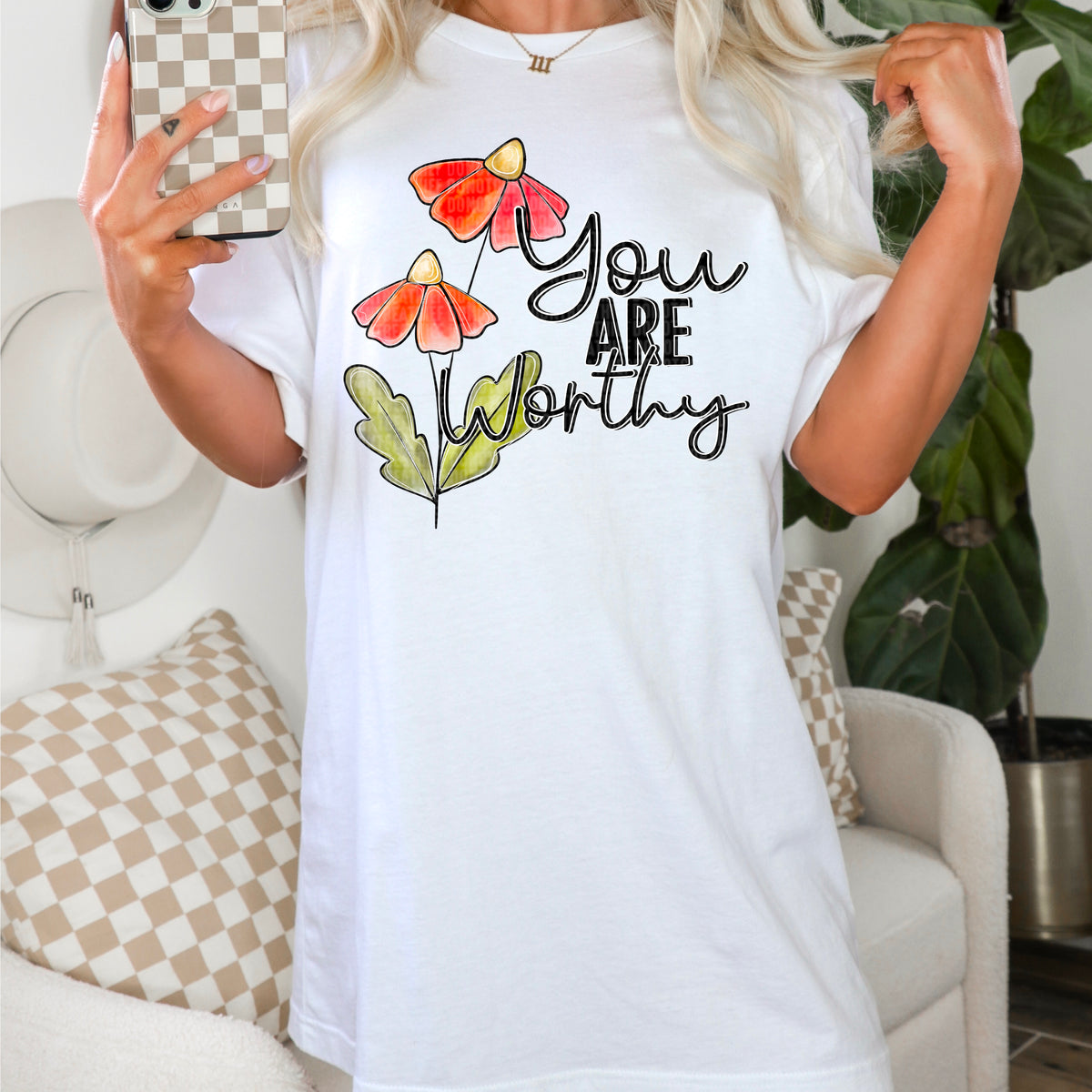 You Are Worthy Flowers 104274 DTF transfer