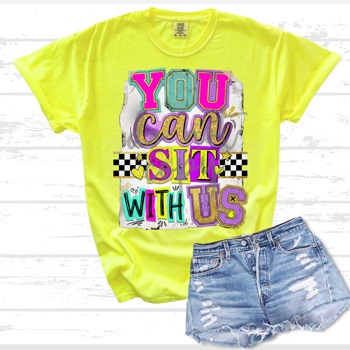 You can sit with us (magazine font) (parker) DTF Transfer