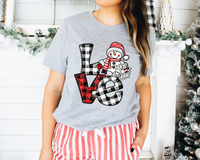 Love With Red Plaid Snowman 8593 DTF TRANSFER