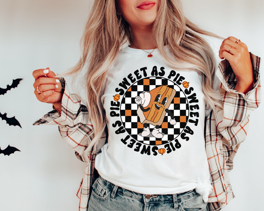 Sweet As Pie Retro Checkered and Orange Pumpkins DTF TRANSFER