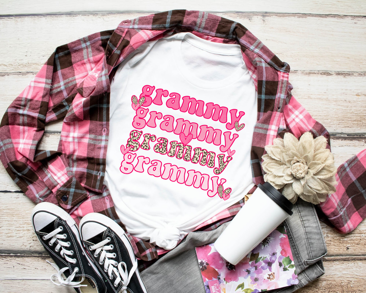 Grammy Stacked Valentines Pink Leopard 152 DTF TRANSFER