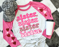 Sister Stacked Valentines Pink Leopard 331 DTF TRANSFER