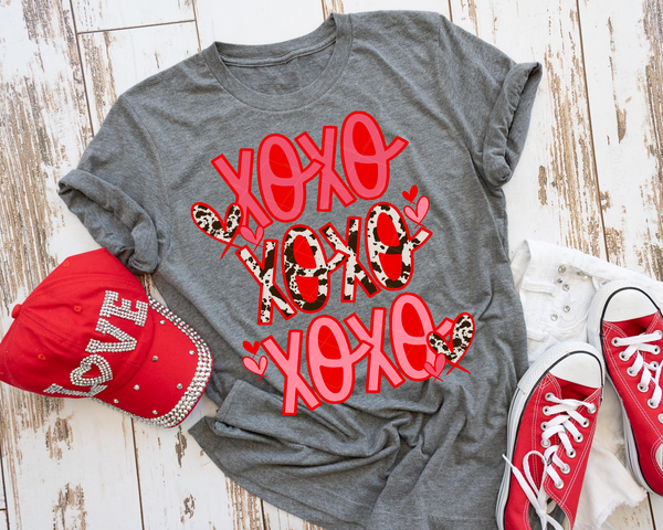 XOXO Stacked Cow Print Pink Red 179 DTF TRANSFER