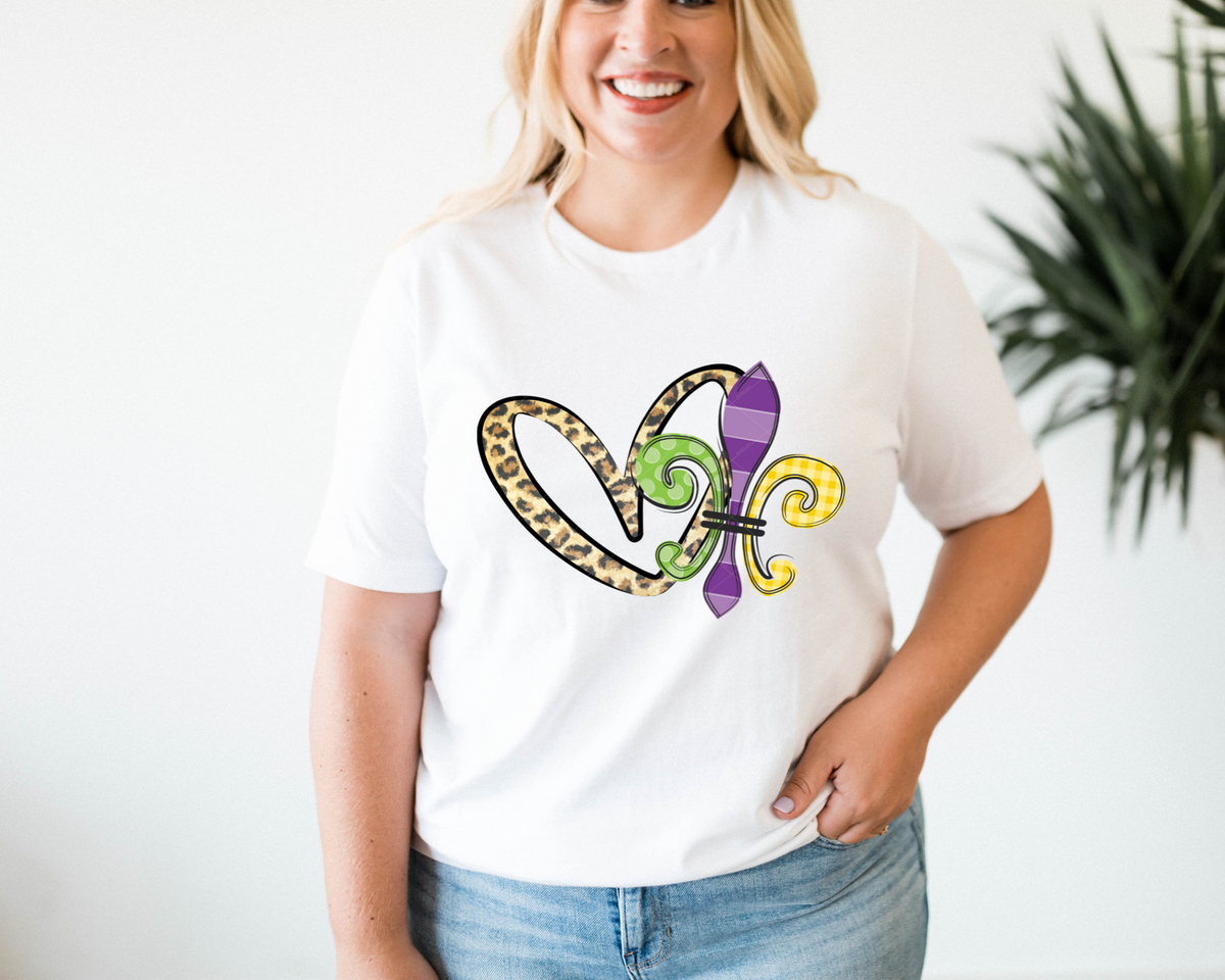 Leopard Heart Fleur Mardi Gras DTF TRANSFER