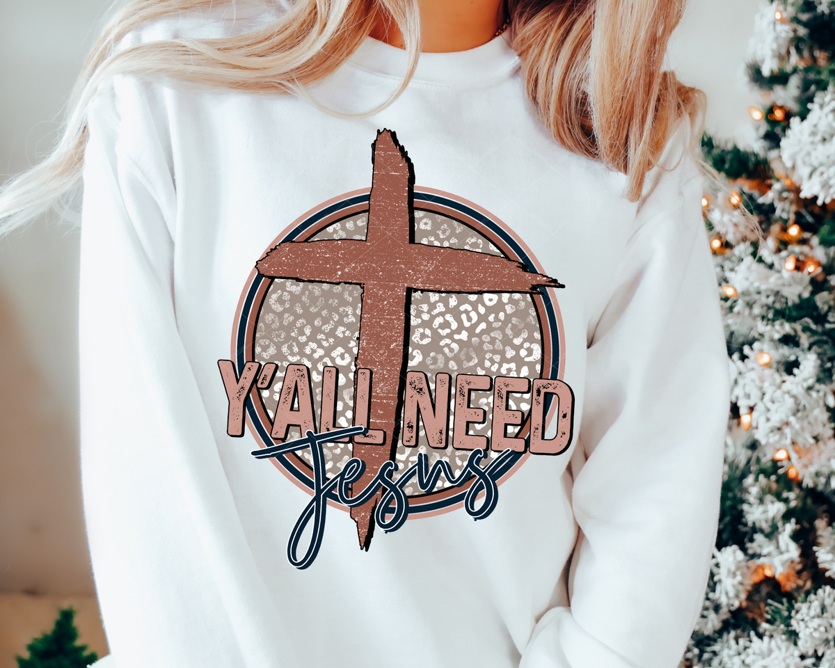 Yall need Jesus Cross Leopard 68757 DTF TRANSFER