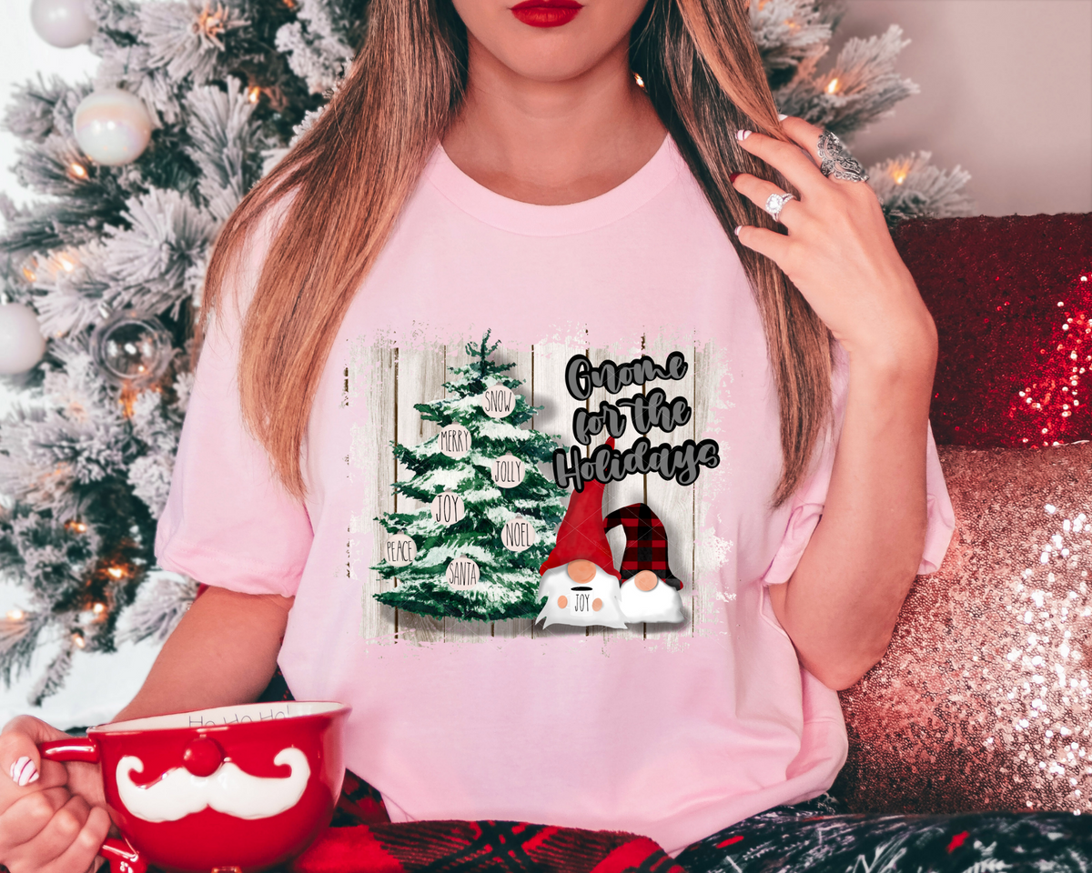 Gnome For The Holidays Christmas Tree With Gnomes Ornaments 1148 DTF TRANSFER