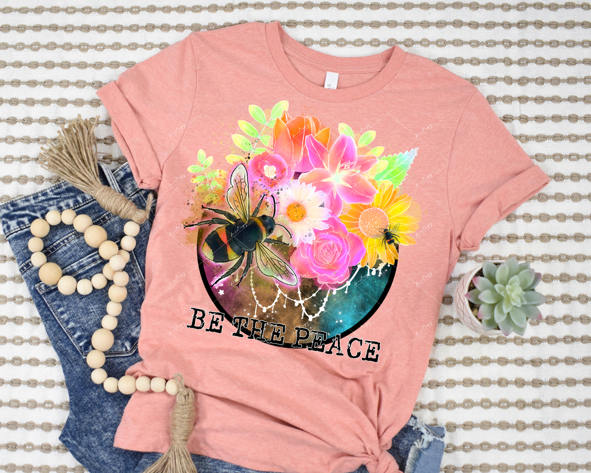 Be the Peace (bee, bright color flowers) 112677 DTF TRANSFER
