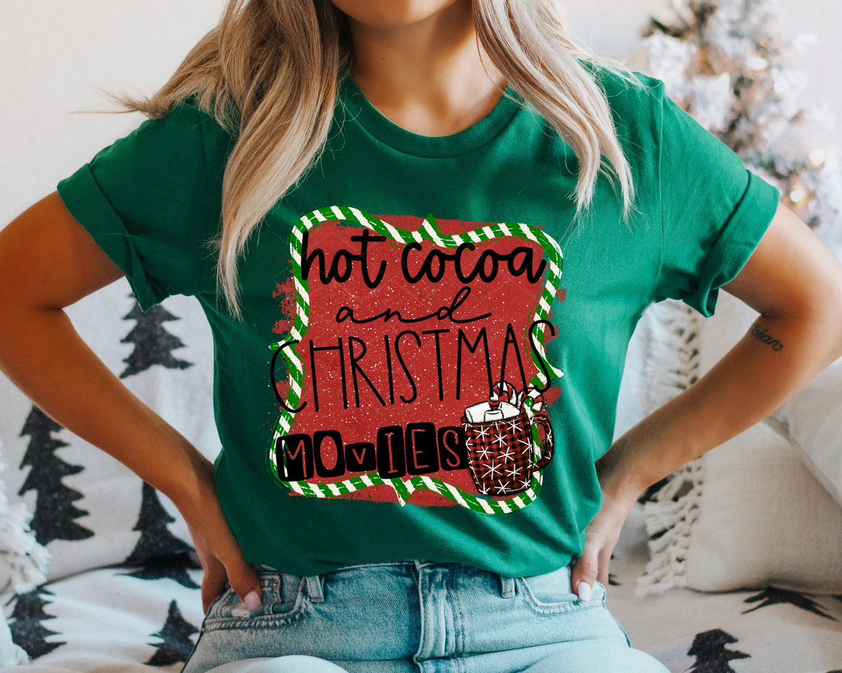 Hot Cocoa And Christmas Movies Hot Cocoa Red Glitter Background 112261 DTF TRANSFER