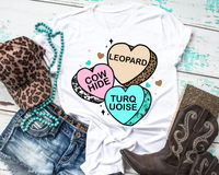 Valentine Hearts, Leopard, Cowhide, Turquoise 9709 DTF TRANSFER