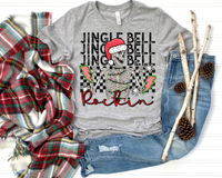 Jingle Bell Rockin' (distressed lettering, skeleton with Santa hat, lightning bolts) 1173 DTF TRANSFER