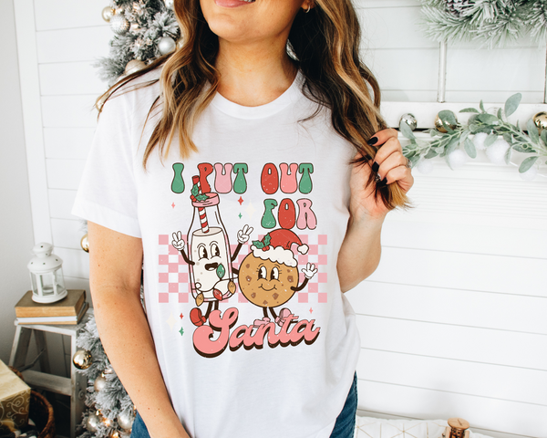 I Put Out For Santa Milk And Cookies Retro (Multi Color Font) 8677 DTF TRANSFER