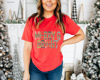 Merry And Bright Middle Leopard Gold Glitter (Multi Color Font) 1064 DTF TRANSFER