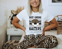 Busy Raising Ballers (soccer ball, leopard print cap, black and gray block distressed lettering) 9710 DTF TRANSFER