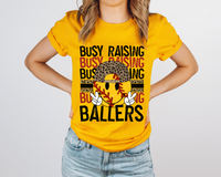 Busy Raising Ballers (softball, leopard print cap, black and red block distressed lettering) 9711 DTF TRANSFER