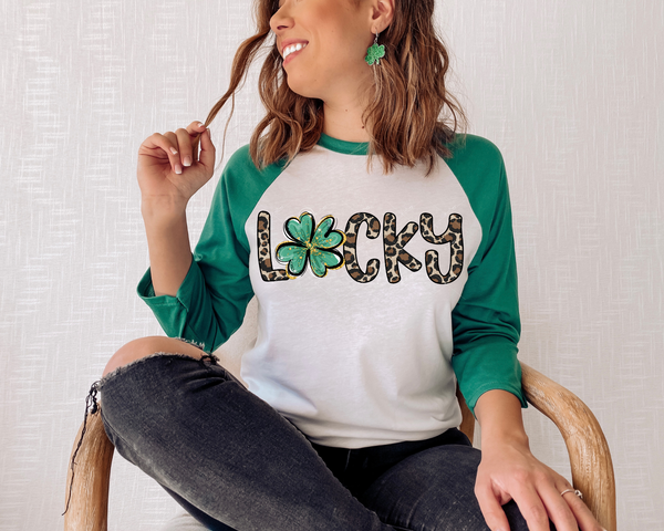 Lucky Leopard Font with four leaf clover DTF TRANSFER
