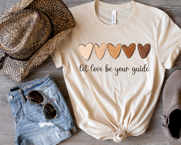 Let love be your guide (five hearts in cream to brown tones) 1677 DTF TRANSFER