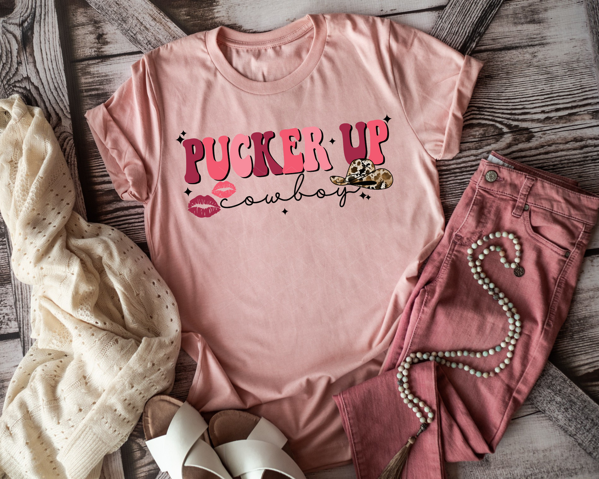 Pucker Up Cowboy Red Lips Cowboy Hat 158 DTF TRANSFER