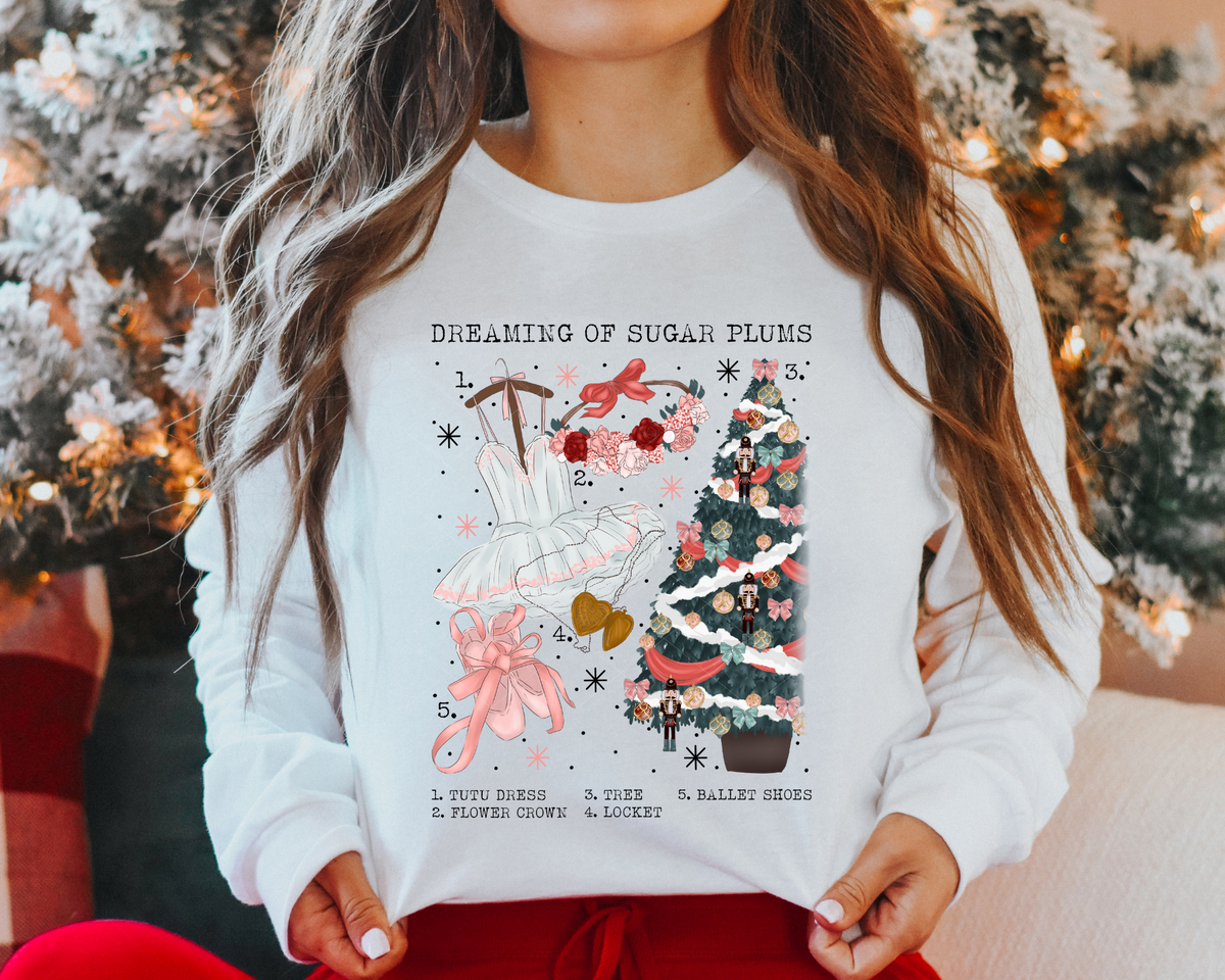 Dreaming Of Sugar Plums Check List Tutu Dress Tree Ballet Locket 319 DTF TRANSFER